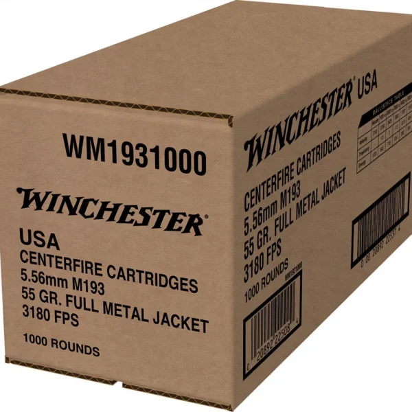Winchester Ammunition Winchester USA Lake City M193 Rifle Ammunition 5.56X45 NATO 55 gr. FMJ 3180 fps 1000/ct (Bulk)