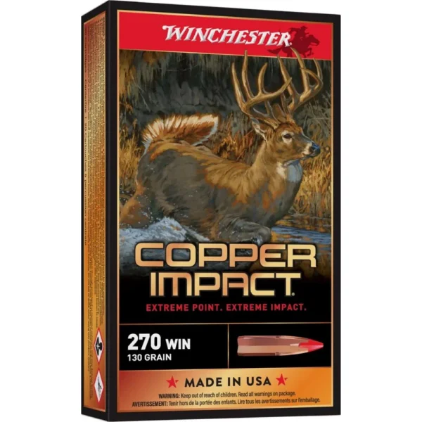 Winchester Ammunition Winchester Copper Impact Rifle Ammunition 270 Win 130 gr. BT 3000 fps 20/ct