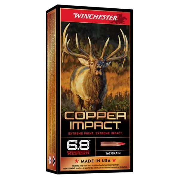 Winchester Ammunition Winchester Copper Impact Rifle Ammunition 6.8 Western 162 gr. BT 2875 fps 20/ct