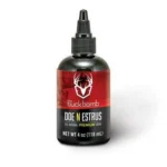 Hunters Specialties Inc. Buck Bomb Doe N Estrus Liquid, front view of brown bottle with nozzle cap
