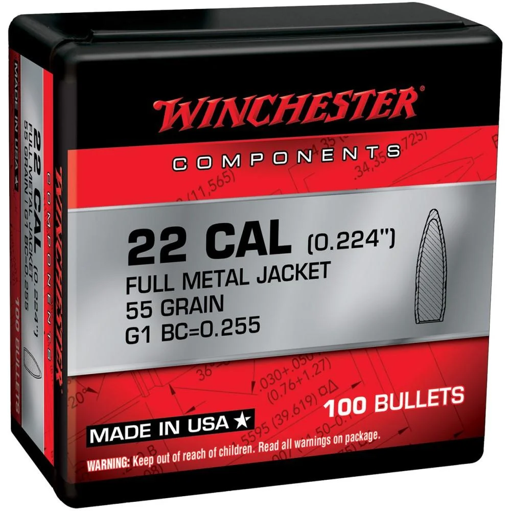 primary-22578 Winchester Bulk Components Winchester Centerfire Rifle Bullets 5.56 NATO .224" 55 gr FMJ 100/ct