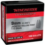 Winchester Bulk Components Winchester Handgun Bullets 9mm Luger .355" 115 gr JHP 100/ct