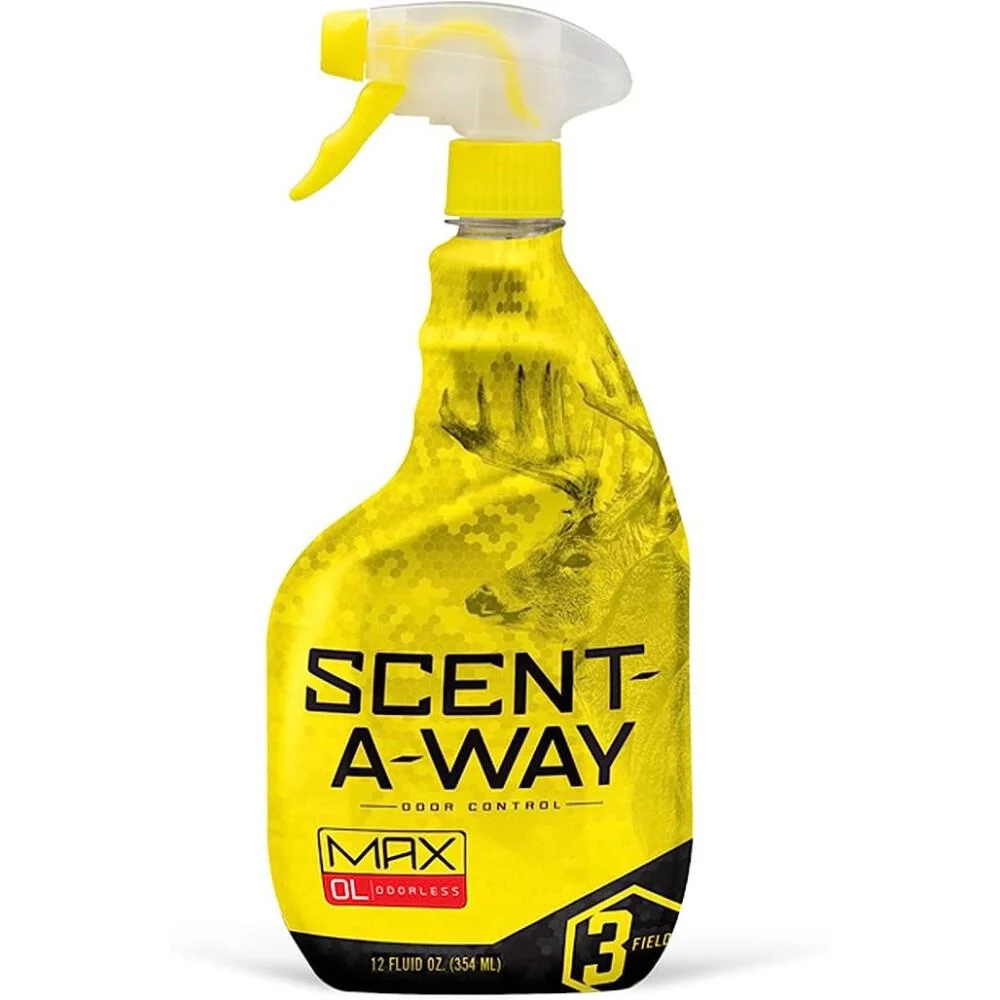 primary-22665 Hunters Specialties Inc. Scent-A-Way Max Odorless Spray, front view of yellow trigger bottle