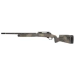 Savage 110 Pro Pursuit Rifle, right-side view with earth-tone camo stock and black web pattern
