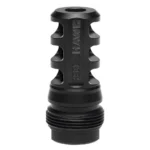 Browning Xeno Recoil Hawg muzzle brake in matte black, upright view with side ports