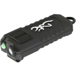Browning Trailmate Rechargeable USB Cap Flashlight, black angled view with green button