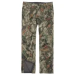 Browning HELLFIRE-FM Pant, front view in green and brown camouflage with dark knee panel