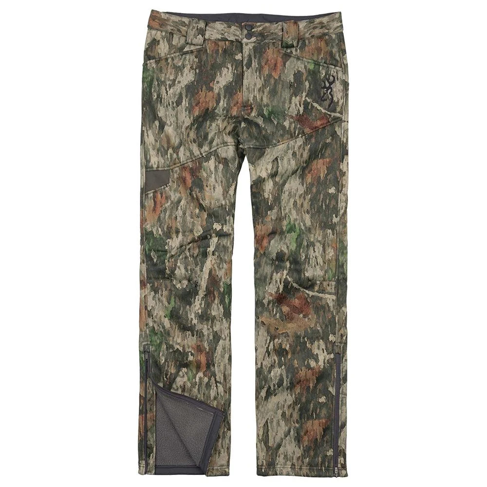 primary-22976 Browning HELLFIRE-FM Pant, front view in green and brown camouflage with dark knee panel