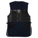 Browning Trapper Creek Mesh Shooting Vest, navy and black front view with mesh and pockets