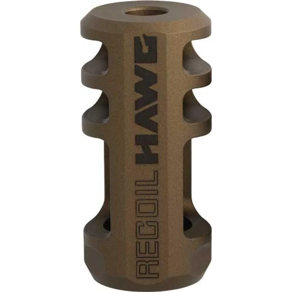 primary-23101 Browning Sporter Recoil Hawg smoked bronze muzzle brake with side ports, front angled view