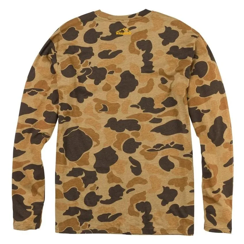 primary-23137 Browning Wasatch Long Sleeve T-Shirt, front view in vintage tan and brown camouflage