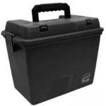 Plano Deep Field Case, black angled front view with hinged lid, top handle and front latches