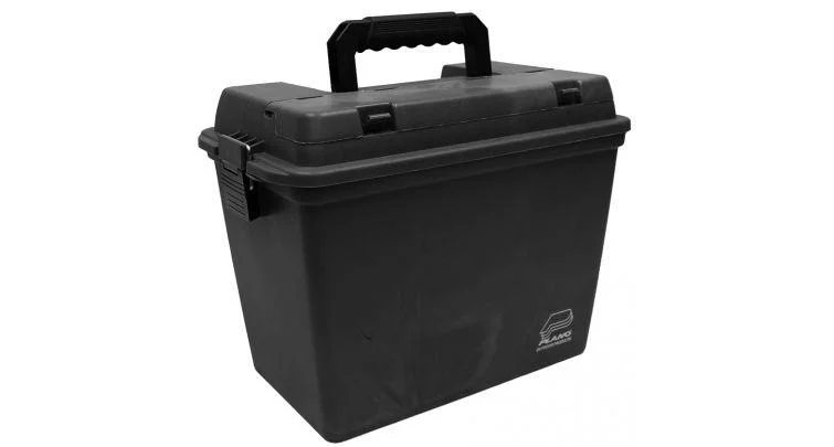 primary-23194 Plano Deep Field Case, black angled front view with hinged lid, top handle and front latches