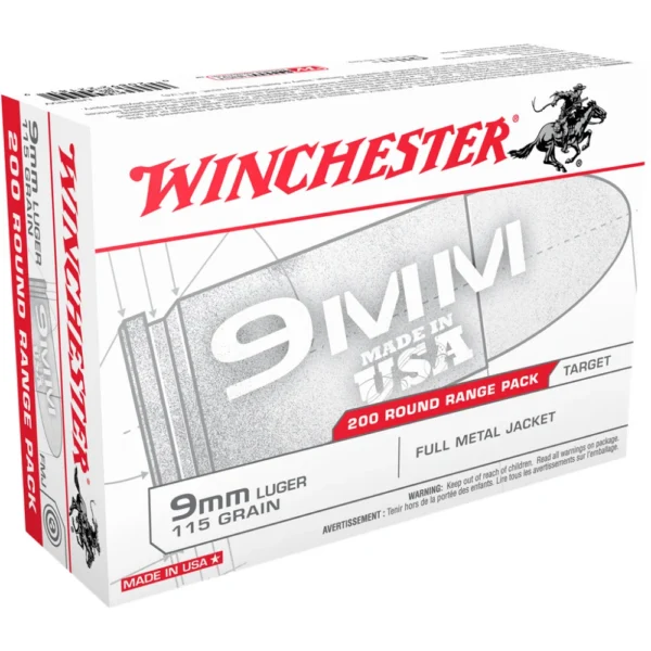 Winchester Ammunition Winchester USA Handgun Ammunition 9mm Luger 115 gr. FMJ 1190 fps 200/ct Bulk