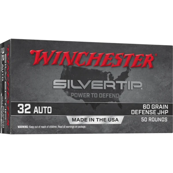Winchester Ammunition Winchester Silvertip Handgun Ammunition 32 Auto 60 gr. JHP 970 fps 50/ct