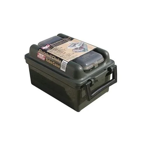 MTM Shotshell Choke Tube Case forest green hard case, front three-quarter view with handle