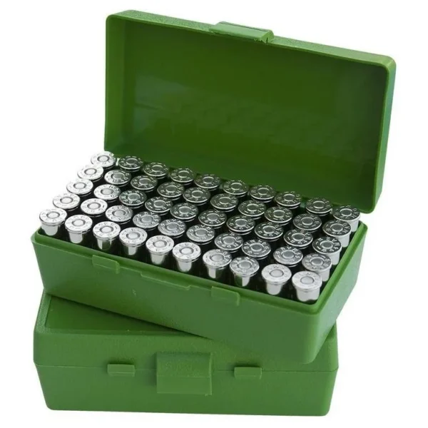 Mtm Molded Products Company MTM Case Guard P-50 Series Handgun Ammo Box .38/.357 50 Rounds Green