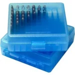 Mtm Molded Products Company MTM Flip Top Ammo Box for .22 LR 100 Rounds Clear Blue
