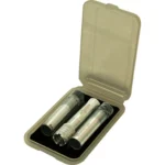 MTM Choke Extended Tube Case, open clear smoke case holding three metal choke tubes
