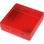 Mtm Molded Products Company MTM Flip Top Ammo Box for 9mm Luger/.380 ACP 100rd Clear Red