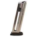 Smith & Wesson MAG S&W M&P22 COMP silver magazine angled upright with black baseplate