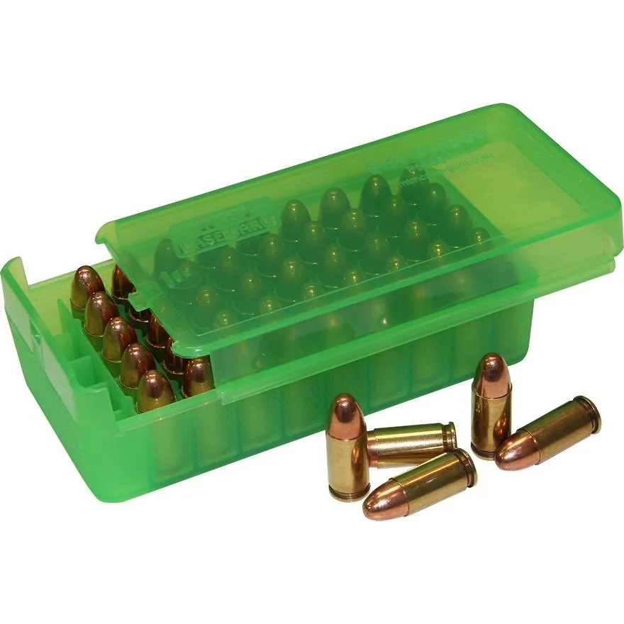 primary-23418 Mtm Molded Products Company MTM Side Slide Handgun Ammo Box 45 ACP Clear Green