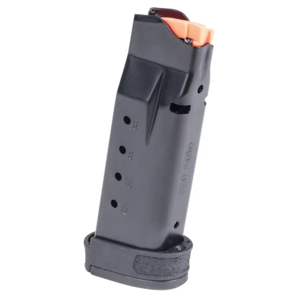 Smith & Wesson M&P Bodyguard 2.0 magazine, black angled view with copper-coloured follower