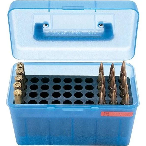 Mtm Molded Products Company MTM Deluxe H-50 Series Rifle Ammo Box Clear Blue