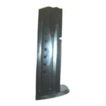 Smith & Wesson MAG S&W M&P black handgun magazine, angled front view with extended baseplate