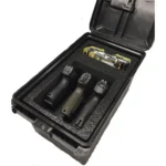 MTM Tactical Pistol Handgun Case open black case with foam insert and three handguns