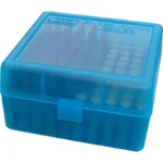 Mtm Molded Products Company MTM Flip-Top Ammo Box 22-250/.243/.308 Win/.220 Swift 100 Round Clear Blue