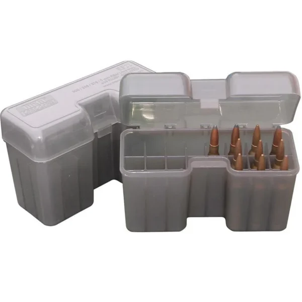 Mtm Molded Products Company MTM Case-Guard RF-22 Series Flip Top Rifle Ammo Box Clear Smoke