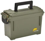 Plano Element Proof Ammo Box, olive drab front view with black handle and side latches