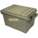 MTM Ammo Crate Utility Box Large, army green box with ribbed hinged lid and side handles