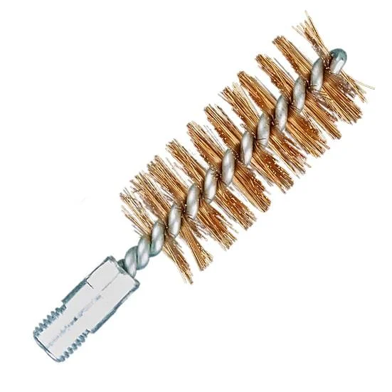 primary-23600 KleenBore Phosphor Bronze Bore Brush, angled view with bronze bristles and threaded base