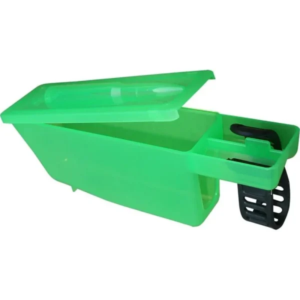 MTM GCPC Gun Cleaning Patch Catcher clear green, angled view with open lid and black bracket