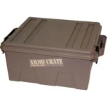MTM ACR8-72 Ammo Crate Utility Box, dark earth, front angled view with closed ribbed lid