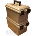 MTM Tactical Mag Can with two stacked dark earth cases, black handles and latches