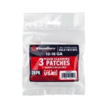 KleenBore Cotton Patches 3-inch Square 12-16 ga 25/ct in clear plastic package with red label