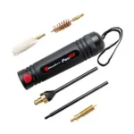 KleenBore PocKIT Handgun Cleaning Kit, black handled kit with rods, brushes, mop and loop