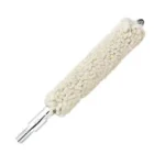 Kleenbore Cotton Bore Mop, white cotton mop with silver threaded stem