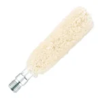 Kleenbore Cotton Bore Mop, cream cotton mop in angled view with silver threaded base