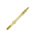 KleenBore Precision Barbed Point Cleaning Jag, gold-tone angled view with threaded end