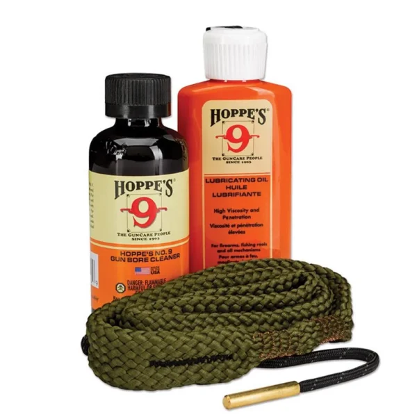 Hoppe's 1.2.3. Done Shotgun Cleaning Kit, two bottles, green cord and brass tip