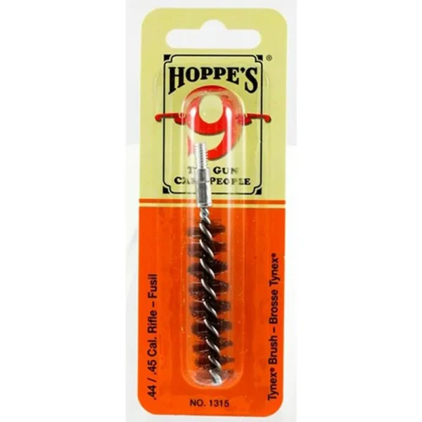Hoppe's Nylon/Tynex Rifle Cleaning Brush, black spiral brush in orange and yellow blister pack