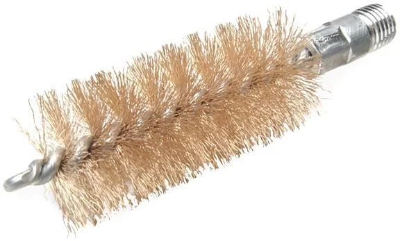 primary-23748 Hoppe's Phosphor Bronze Brush, angled view with bronze bristles and silver threaded end