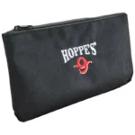 Hoppe's Dry Soft Sided Pistol Cleaning Kit, front view of black zippered pouch with logo