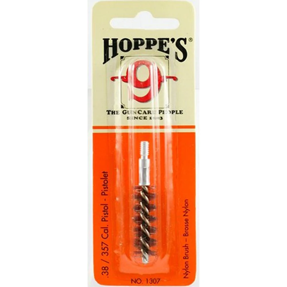 primary-23754 Hoppe's Nylon/Tynex handgun cleaning brush in orange and cream retail packaging