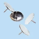 Allen Trail Marking Tacks, silver oval tacks shown from top and underside views