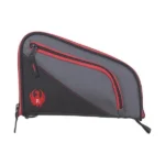 Allen Company Ruger Tucson handgun case, grey with red trim, zipper and Ruger logo